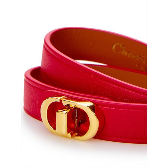Dior Red Leather Double Band CD Bracelet/L/Red - Picture 1 of 3